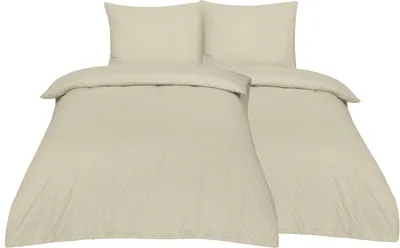Produktbild von Betz Bettwäsche Seersucker Garnitur Set in verschiedenen Größen und Farben aus 100 % Baumwolle mit Reißverschluss - Bügelfrei Farbe - 135/200+80/80 Perlmutt x2 Seersucker
