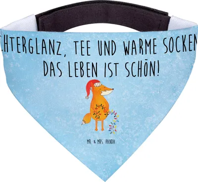 Produktbild von Mr. & Mrs. Panda Bandana Fuchs Weihnachten - Eisblau - Geschenk, Winter, Weihnachtsmann, Heiligabend, Hundehalstuch, Halstuch Hund, Weihnachtszeit, Für Hunde, Nikolaus