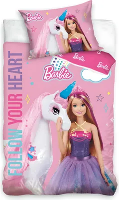 Obrázek produktu pro Carbotex Bavlněné povlečení 100x135 Barbie růžový povlak na polštář 40x60 C24