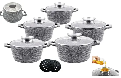 Produktbild von Kochset – Pfannenset – Stahlpfannen – Kochtöpfe – Bratpfannen – Induktionsgeeignet – Antihaftbeschichtung