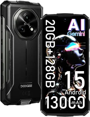 Produktbild von DOOGEE Fire 5 Pro Android 15 Outdoor Handy,13000mAh 20GB+128GB/2TB 4G Outdoor Smartphone,6.6''HD+90Hz,13MP AI Kamera ,IP68/NFC/OTG/3 Slot, Schwarz