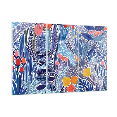 Produktbild von Bilder auf glas - Blumen Blätter Illustration Tropen - 165x110cm - Glasbilder - Wandbilder - Kunstdruck - Wanddekoration aus Glas - Glas Bilder - Wandbild auf Glas - GCE165x110-2944