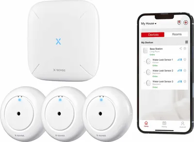 Produktbild von X-Sense SWS51 Intelligentes Wassermelder-Set mit WiFi - Funktioniert mit App - Wassersensor - Wasseralarm - Wasserleck-Detektor