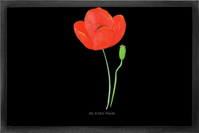 Produktbild von Mr. & Mrs. Panda fußmatte Blume Mohnblume 50 x 75 cm - Schwarz - Geschenk, Garten, Glaube, Respekt, Türmatte, Abtreter, Schmutzmatte, Selbstliebe, Bodenvorleger, Mohn