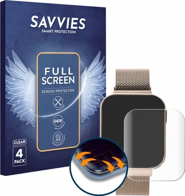 Produktbild von 4x Savvies Fullscreen Schutzfolie für Liu Jo Smartwatch 1.4" Displayschutz Folie Fullcover Klar Transparent