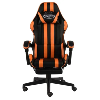 Produktbild von vidaXL Gaming-Stuhl mit Fußstütze Schwarz und Orange Kunstleder