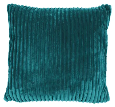 Produktbild von GÖZZE Cord Kissen weiches gefülltes Mikrofaser-Kissen in Cordoptik mit samtweicher Rückseite Petrol 50 x 50 cm