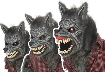Image de Ani-Motion masque de loup-garou accessoire de costume gris - taille unique