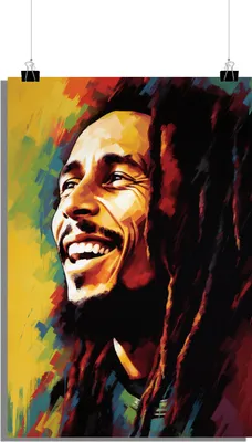 Produktbild von Bob Marley Poster - Musik Poster - Musiklegende Poster - Aquarell Poster - Kunstposter - Ikonisches Poster - 51x71cm - Perfekt zum Einrahmen