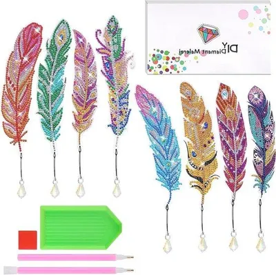 Produktbild von 8 Sets für Diamantmalerei – Geschenke für Mädchen – ab 6 Jahren – Lesezeichen – Bastelsets – Lesezeichen basteln.