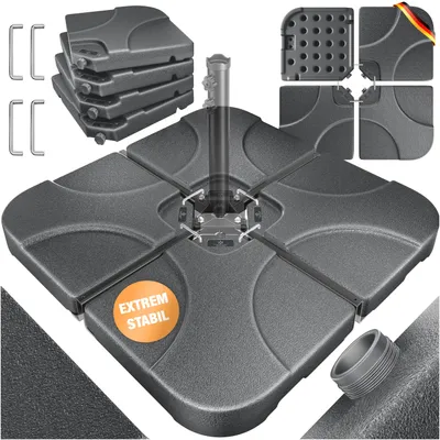 Produktbild von KESSER® Sonnenschirmständer 4-teilig Schirmgewicht Schirmständer für Ampelschirm Bodenkreuz 60 Liter / 80 kg befüllbar mit Wasser oder Sand Inkl. Metallverbinder Ampelschirmständer Kunststoff