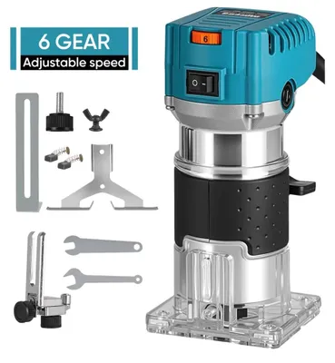 Produktbild von Elektrische Holzfräse - Handoberfräse - 800 W - 30.000 U/min - Bürstenloser Motor - 220–240 V - EU-Stecker - Heimwerkerbedarf