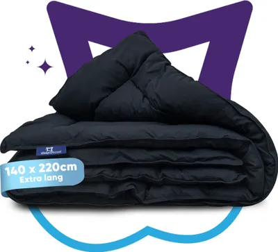Produktbild von Slaapspeciaal Bettdecke ohne Bezug 140x220 - Ganzjahresdecke extra lang [Softcell Füllung], Steppdecke mit Gelfasern für Daunengefühl - Schwarz