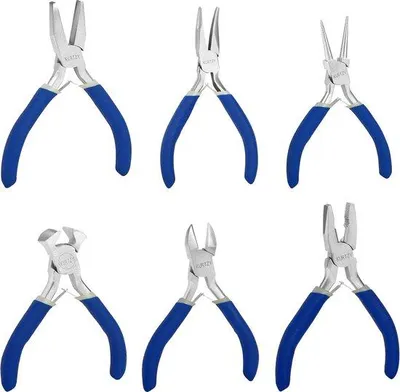 Produktbild von Mini Sieraden Gereedschapsset mit weichen Handgriffen, Präzisionsdraht & Endnägeln, runde, flache, Ketten- und runde Bohrmeißel, für Hobbyschmuck, Perlen, Elektronik