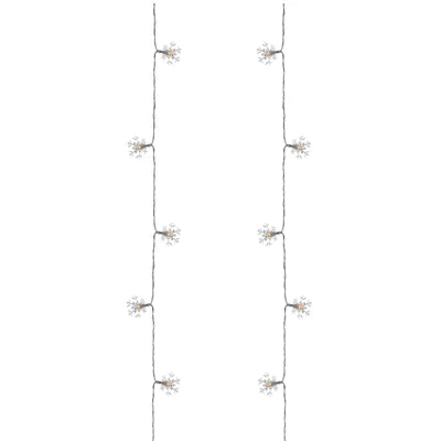 LED Lichterkette Schneeflocken - 10 warmweiße LED - L: 2m - Timer - Batteriebetrieb - für Innen