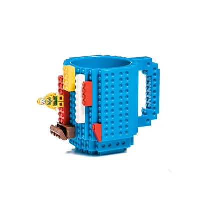 Obrázok produktu pre Kreatívny hrnček na kávu kompatibilný so stavebnicami LEGO, Brick Mug s tehličkami 350 ml - modrý