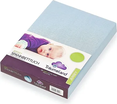 Produktbild von Träumeland Spannbetttuch für Laufgittermatratzen Jersey hellblau 100x100