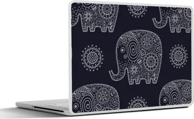 Produktbild von MuchoWow® Laptop Aufkleber Sticker Cover Muster - Elefant - Blumen 30x22 cm - Laptop-Sticker