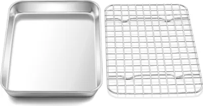 Produktbild von Onader Edelstahl Mini Backblech mit Abkühlgitter Set 23,7x17,7x2,5cm