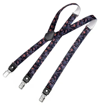 Produktbild von DonDon® Herren Hosenträger schmal 2,5 cm – 3 Clips in Y-Form – elastisch und längenverstellbar Blumen
