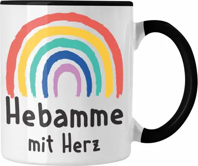 Produktbild von Trendation - Hebamme mit Herz Tasse Geschenk Geschenke mit Spruch Kaffeetasse Hebamme Dankeschön (Schwarz)