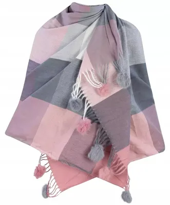 Produktbild von Agrafka Damen Schal Kariert mit Pompons Warm