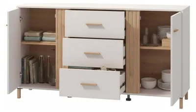 Produktbild von Frisanco - Anrichte, 164x40x90h cm Cremeweiß, 2 Einlegeböden
