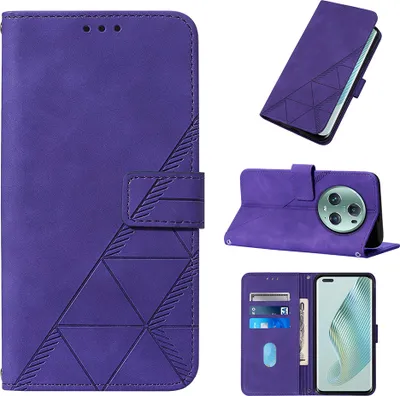 Produktbild von Hülle für Honor Magic5 Pro Prägung Flip Leder Kartenfächer Schutzhülle mit Ständer Lila