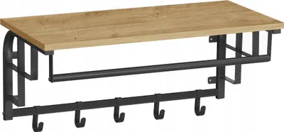Zdjęcie produktu dla Półka Wisząca z Wieszakami Nowoczesna Dąb Artisan Do Korytarza Holu LOFT