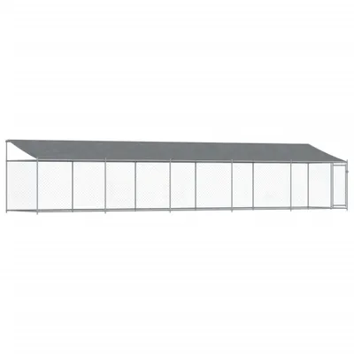 Produktbild von vidaXL Hundezwinger mit Dach und Tür Grau 10x2x2 m Verzinkter Stahl