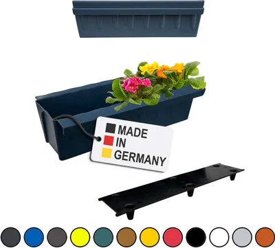 Produktbild von BURI 2 Euro-Paletten Blumenkästen-Einsätze inkl. Bewässerungsmatte | mit Hängesystem zum Einhängen | 37,3cm Anthrazit | Pflanzkasten für Europalette Palette | Balkonkasten | Blumentopf | stabil