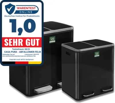 Produktbild von Tretmülleimer Felix Trennsystem Schwarz 2 x 15 Liter (30 Liter)