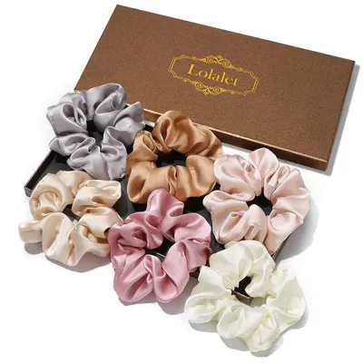 Produktbild von Lolalet Haargummis Satin Scrunchies Damen 6 Farben Weich Elastisch Silk