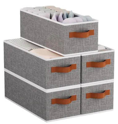 Produktbild von Omgoods – Set aus 5 zusammenklappbaren Aufbewahrungsboxen mit Griffen