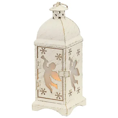 Produktbild von Tischlaterne Engel Weiß-Gold 19 cm – Landhaus Teelichthalter & Weihnachtsdeko