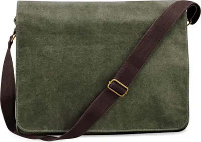 Produktbild von Quadra Vintage Segeltuch-Umhängetasche FK494 (Einheitsgröße) (Vintage Grün)