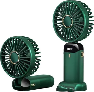 Immagine prodotto di Ventilatore portatile, ricaricabile tramite USB, pieghevole, verde, per l'ufficio a casa
