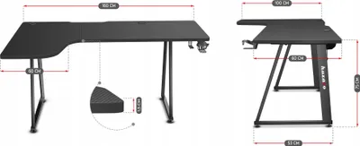 Image de Table De Jeu D'angle Pour Ordinateur Table De Jeu Réglable En Carbone Huzaro