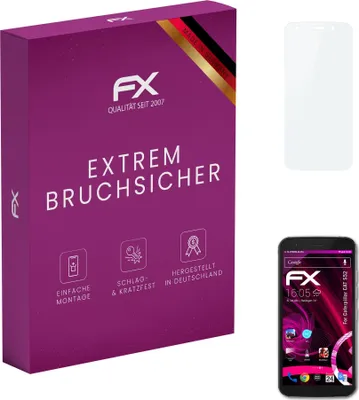 Produktbild von atFoliX FX-Hybrid-Glass Displayfolie kompatibel mit Caterpillar CAT S52 Glasfolie