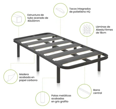 Imagen del producto de duehome -Somier de láminas con estructura metálica RX Carbon