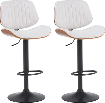 Immagine prodotto di 2 sedie da bar Clawson - tessuto, struttura nera - noce/crema