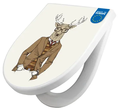 Produktbild von WC Sitz mit Absenkautomatik D Form Motiv Doktor Hirsch [TDW3 12097]