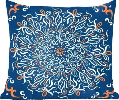 Produktbild von MuchoWow® Zierkissen Sofakissen Wohnzimmer Dekokissen 40x40 cm Mandala - Blau - Muster - Foto Kissen - Schlafzimmer Dekoration