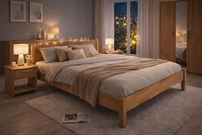 Produktbild von Einzelbett Holzbett Buche massiv geölt 120x200 #2433