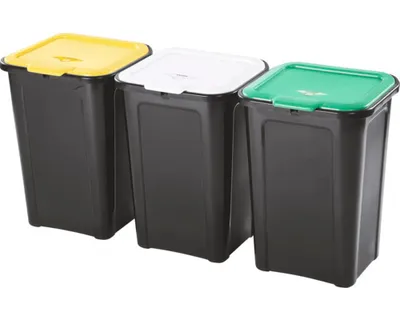 Obrázek produktu pro Odpadkový koš Tontarelli na tříděný odpad s odklápěcím víkem, 3 boxy, 44 l, černý, 8104122AX5