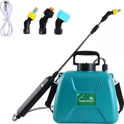 Image de Pulvérisateur électrique à pression, 8L 2400mAh Pulvérisateur de jardin, pistolet télescopique, rechargeable, avec buses, pour le nettoyage par pulvérisation des plantes de jardin,Vert