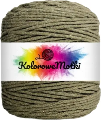 Zdjęcie produktu dla KoloroweMotki | Sznurek bawełniany 100m 3mm Khaki | Idealny do rękodzieła, makramy, prac artystycznych, pakowania prezentów