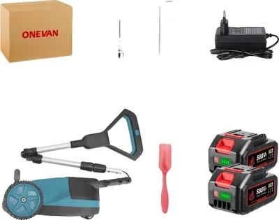 Zdjęcie produktu dla Kosiarka elektryczna, silnik bezszczotkowy, regulowana wysokość koszenia, zestaw 2 akumulatorów