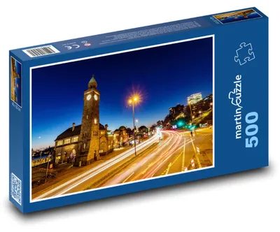 Obrázok produktu pre Puzzle 500 Hamburgské Landungsbrücken Večer - martinpuzzle