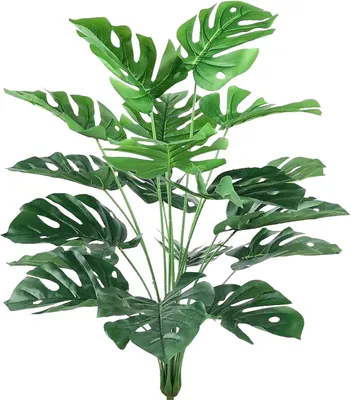 Imagen del producto de Hojas de Monstera artificiales, resistentes a los rayos UV, de 76 cm, para decoración interior y exterior
